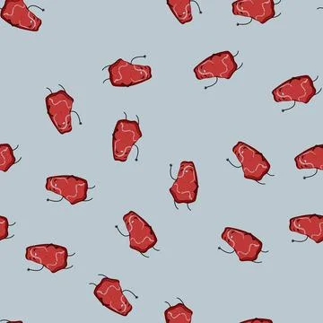 Seamless pattern cute meat character cartoon vector Stock Illustration
