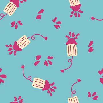 Seamless pattern cute menstruation period object. Background with women's san Stock Illustration