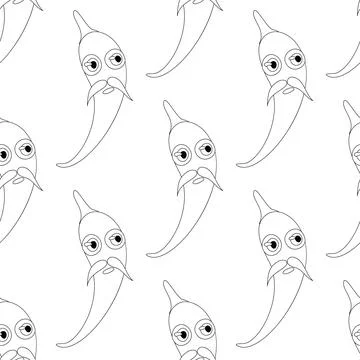 Seamless Pattern with Cute Mexican Chili Peppers with Moustache Stock Illustration