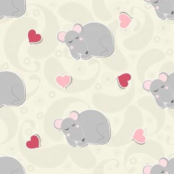 Seamless pattern with cute mice Stock Illustration