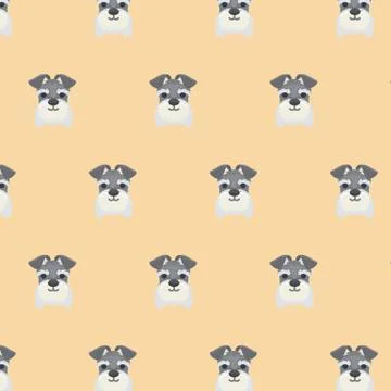 Seamless pattern with cute Miniature Schnauzer dog.. Stock Illustration