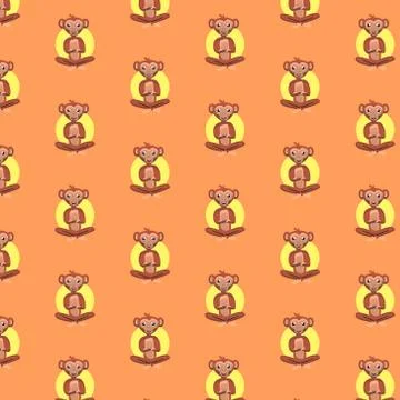 Seamless pattern cute monkey for print paper and retail industry Stock Illustration