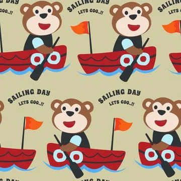 Seamless pattern with cute monkey sailor, Cute Marine pattern Stock Illustration