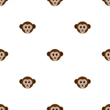 Seamless pattern with cute monkey. Vector illustration for design, web. Stock Illustration