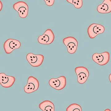 Seamless pattern cute monster character cartoon vector Stock Illustration