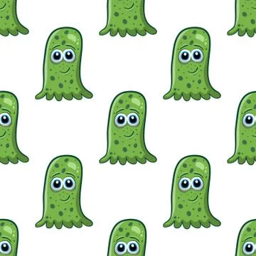 Seamless pattern with cute monster Stock Illustration
