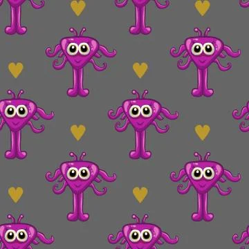 Seamless pattern with cute monster Stock Illustration