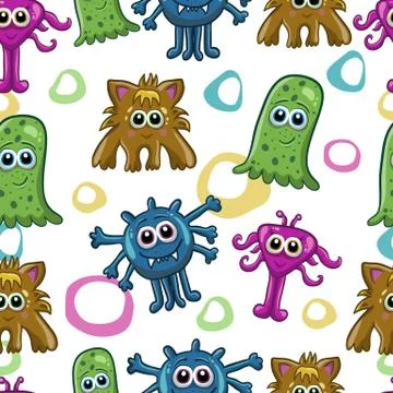 Seamless pattern with cute monster Stock Illustration