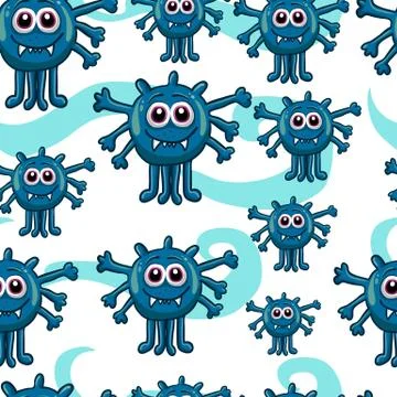 Seamless pattern with cute monster Stock Illustration