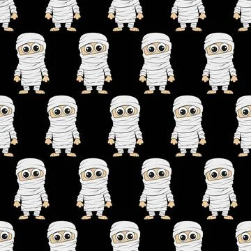 Seamless pattern with cute mummy. 스톡 일러스트