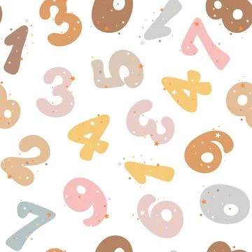 Seamless pattern cute numbers in cartoon style for kids イラスト素材