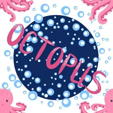 Seamless pattern with cute octopus, seaweed and pearl. Childish seamless patt Stockillustratie