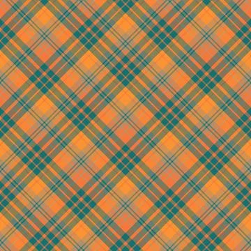 Seamless pattern in cute orange, beige and water green colors for plaid, Stock Illustration