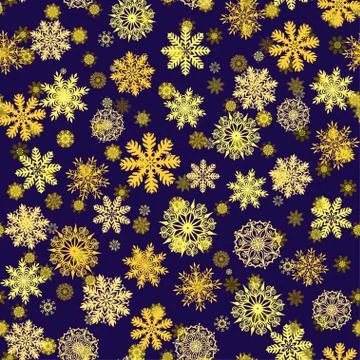 Seamless pattern with cute original golden snowflakes elements. 스톡 일러스트