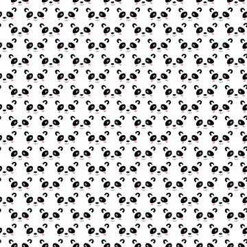 Seamless pattern with cute panda baby on white background. Funny asian animals Stock Illustration