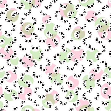 Seamless pattern with cute panda baby on white background. Funny asian animals イラスト素材