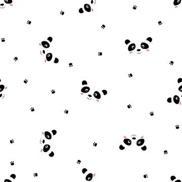 Seamless pattern with cute panda baby on white background. Funny asian animals Stockillustratie