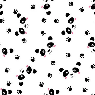 Seamless pattern with cute panda baby on white background. Funny asian animals Stockillustratie
