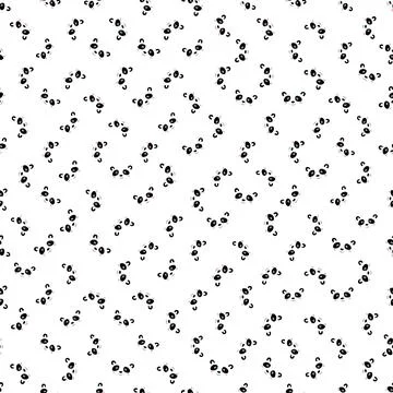 Seamless pattern with cute panda baby on white background. Funny asian animals Stock Illustration