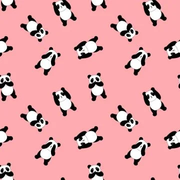 Seamless pattern with cute panda bears Stock Illustration