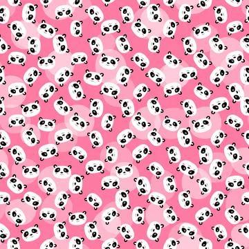 Seamless pattern with cute panda on color background. Funny asian animals. Card Stock Illustration
