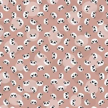 Seamless pattern with cute panda on color background. Funny asian animals. Card イラスト素材