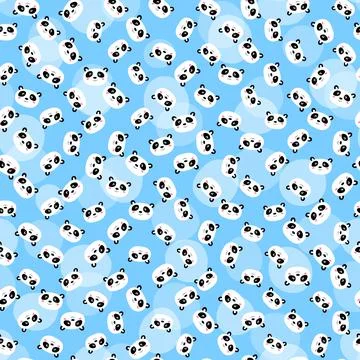 Seamless pattern with cute panda on color background. Funny asian animals. Card Stockillustratie
