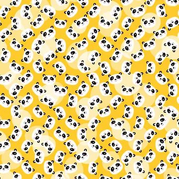 Seamless pattern with cute panda on color background. Funny asian animals. Card Stockillustratie