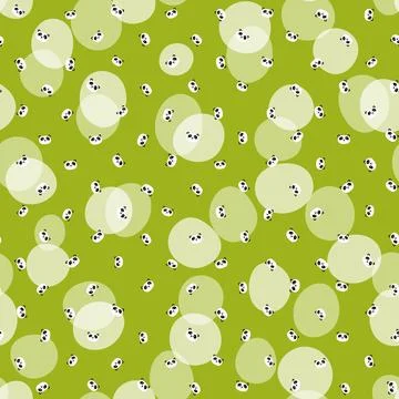 Seamless pattern with cute panda on color background. Funny asian animals. Card Stockillustratie