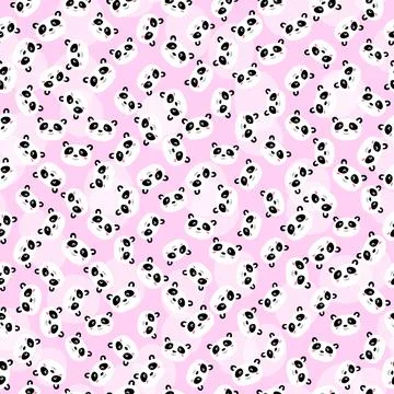 Seamless pattern with cute panda on color background. Funny asian animals. Card Stockillustratie