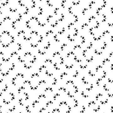 Seamless pattern with cute panda on white background. Funny asian animals. Card Stock Illustration