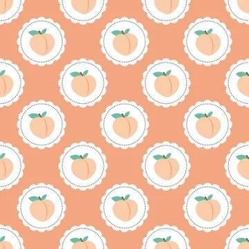 Seamless pattern with cute peach Stock Illustration