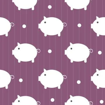 Seamless pattern, cute piggy art background design for fabric and decor Stock Illustration