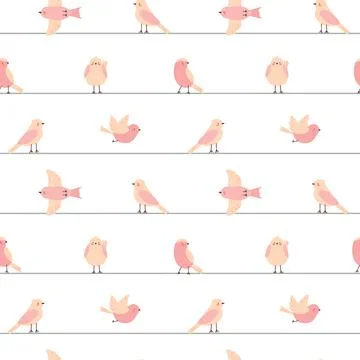 Seamless pattern with cute pink birds Stock-Illustration
