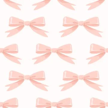 Seamless Pattern with Cute Pink Flat Vector Cartoon Bows, Gift Bow on White Stock Illustration