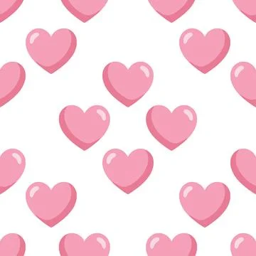 Seamless pattern with cute pink hearts on a white background. Ilustración de archivo