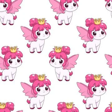 Seamless pattern with cute pony. Vector tile Stock Illustration