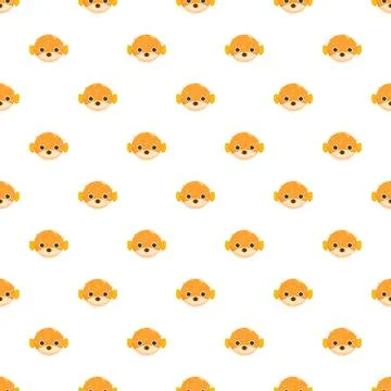 Seamless pattern with cute puffer fish faces イラスト素材