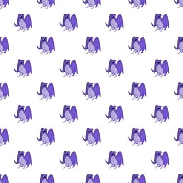 Seamless pattern of cute purple dragons with wings Stock Illustration