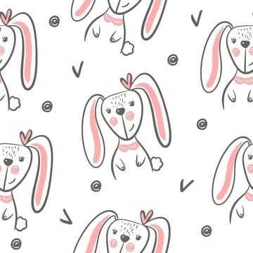 Seamless pattern with cute rabbit baby for kids. Vector child background for Illustrazione stock