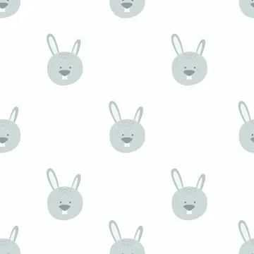 Seamless pattern with cute rabbit, hare. simple flat vector. Hand drawing for Illustrazione stock