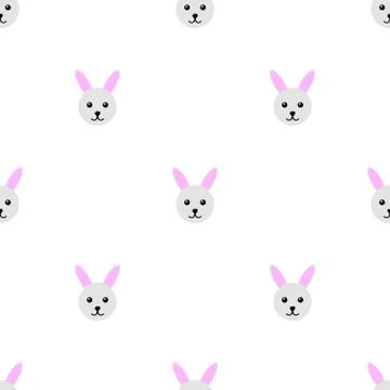 Seamless pattern with cute rabbit. Vector illustration for design, web. Stock Illustration