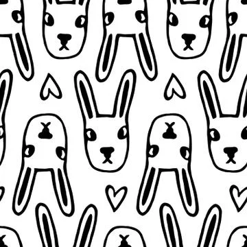 Seamless pattern with cute rabbits. Stock Illustration