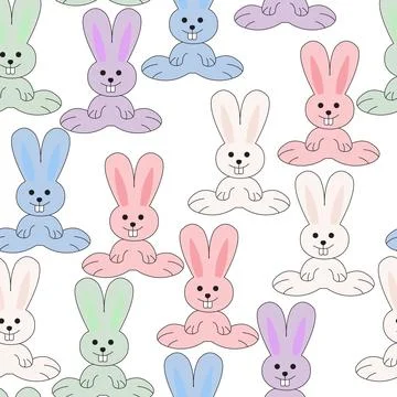 Seamless pattern with cute rabbits Stock Illustration