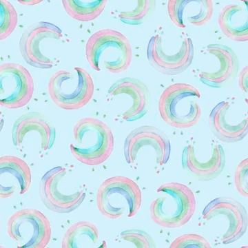 Seamless pattern with cute rainbows Stock Illustration