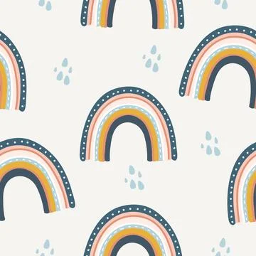 Seamless pattern with cute rainbows. 스톡 일러스트