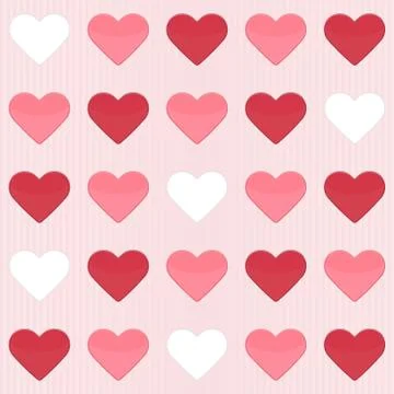 Seamless pattern with cute red and white hearts on a pink Stock Illustration