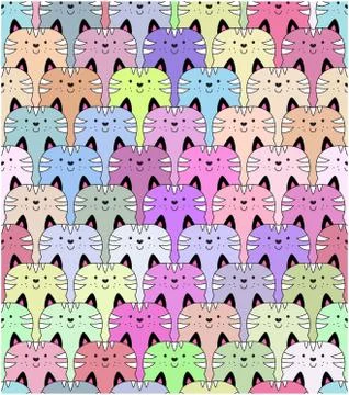 Seamless pattern with cute repeated cats. Colorful texture for fabric or design Stock Illustration