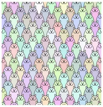 Seamless pattern with cute repeated cats. Colorful texture for fabric or design Illustrazione stock