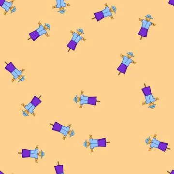 Seamless pattern cute scarecrow cartoon vector Stock Illustration